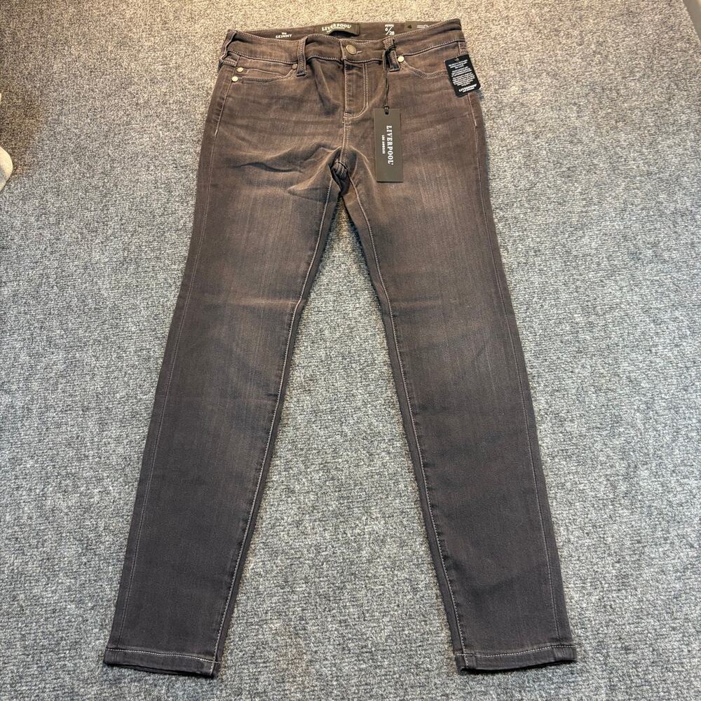 Liverpool Los Angeles The Skinny Jeans Grey Petite Size 6 28 Stretch Denim NWT